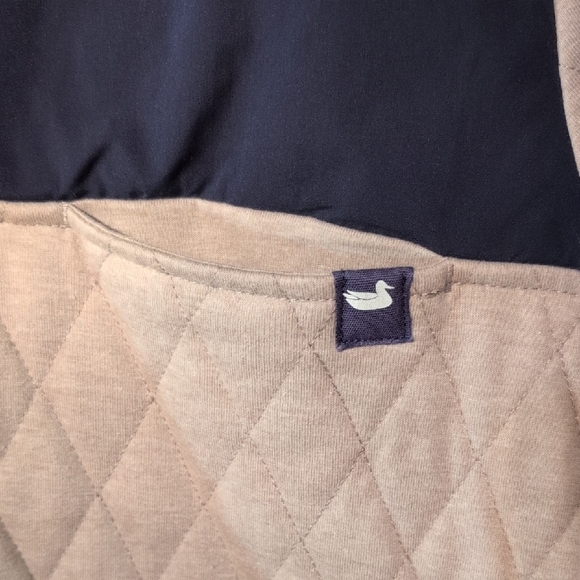 Southern Marsh Two-Tone Quilted Pullover - Navy and Tan - Picture 2 of 7